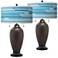 Urban Stripes Zoey Hammered Bronze Table Lamps Set of 2