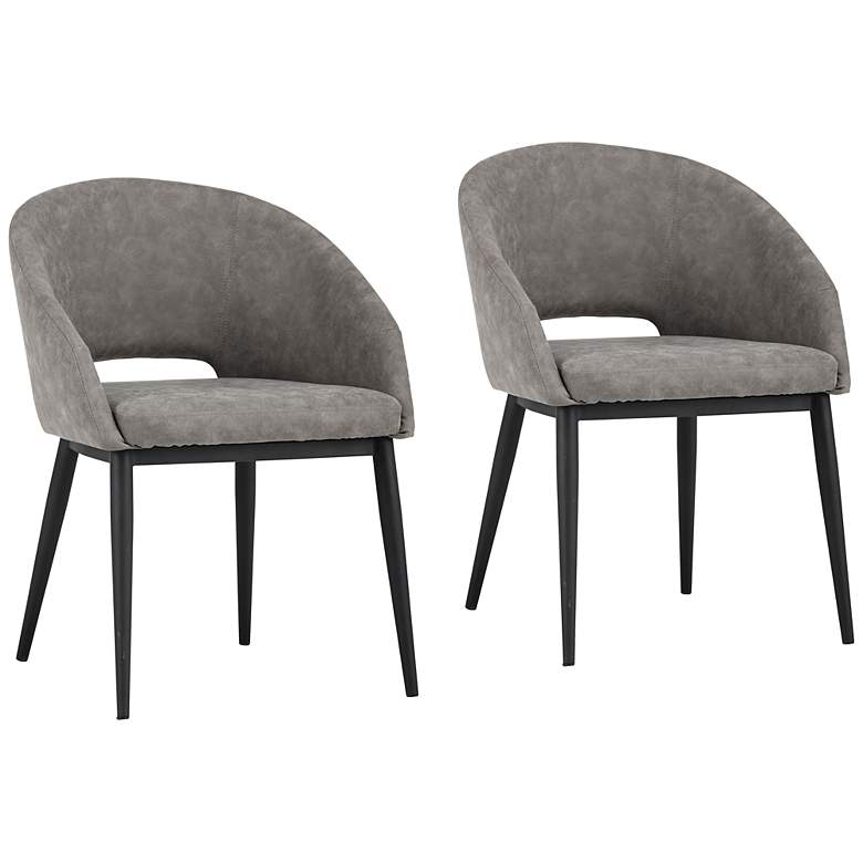 Image 2 Urban Unity Antique Gray Faux Leather Dining Chairs Set of 2
