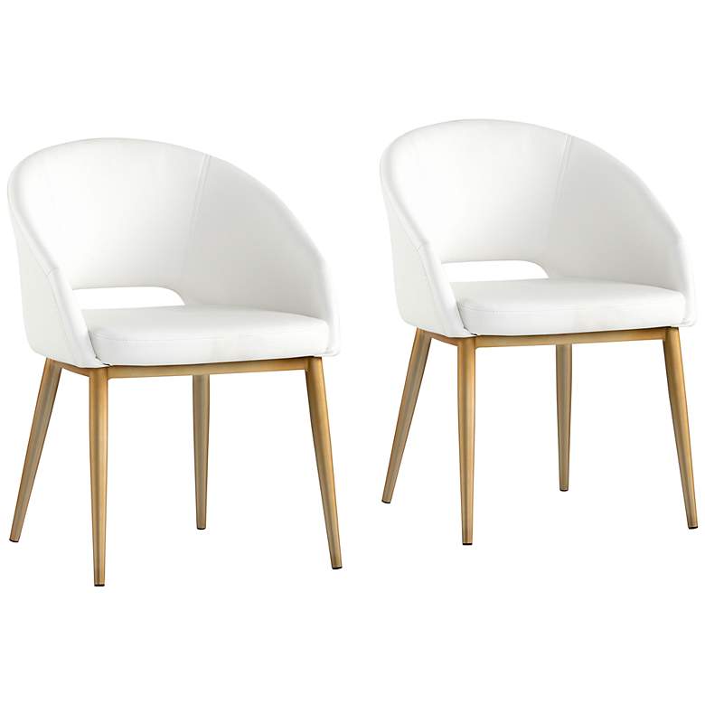 Image 1 Urban Unity White Faux Leather Dining Chairs Set of 2