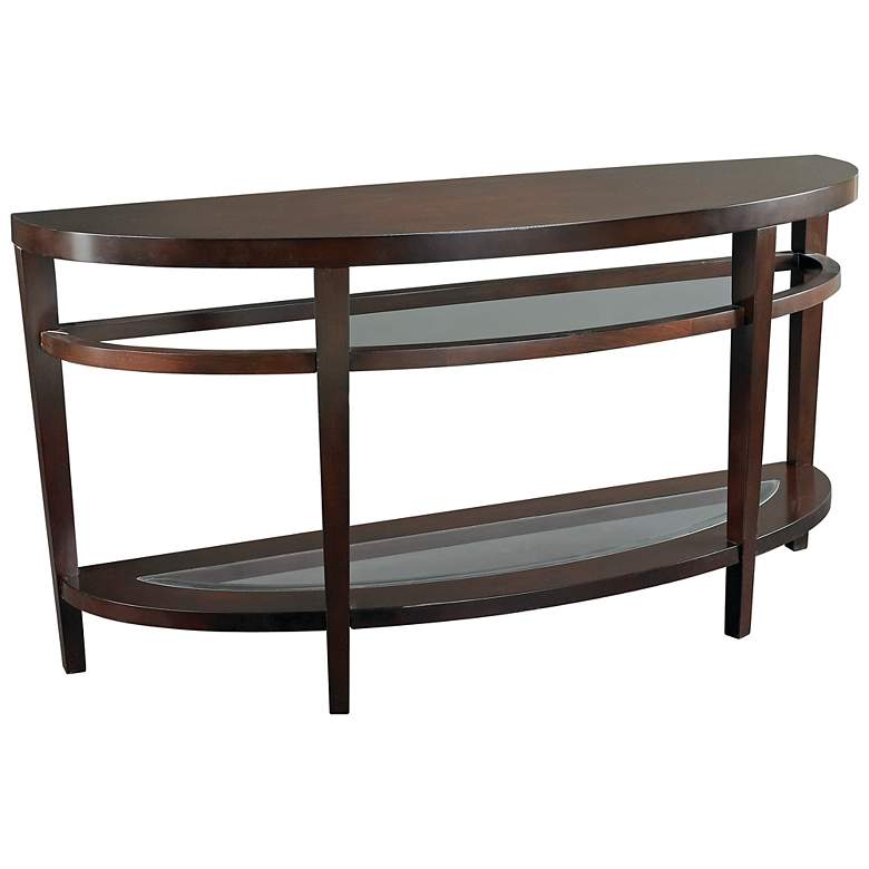 Image 1 Urbana 56" Wide Glass and Wood Traditional Sofa Table
