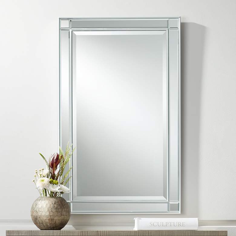 Image 1 Urbanite Shiny Silver 23 1/2 inch x 38 inch Rectangular Wall Mirror