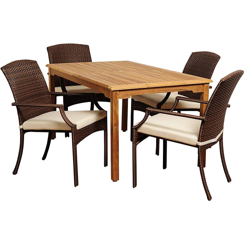 Image 1 Urbino Wicker 5-Piece Rectangular Patio Dining Set