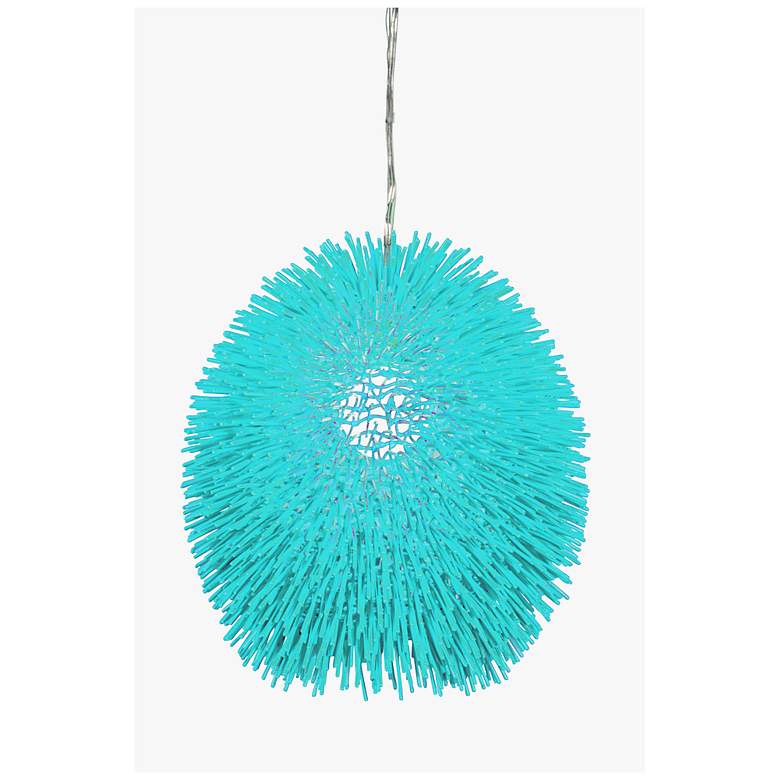 Image 2 Urchin 13" Wide Aqua Velvet Pendant more views