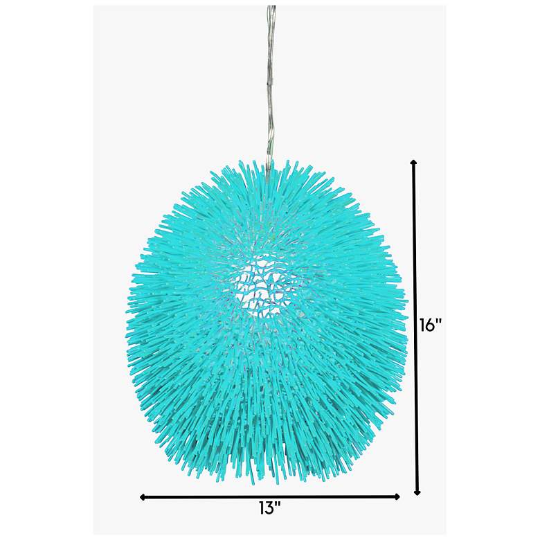 Image 4 Urchin 13" Wide Aqua Velvet Pendant more views