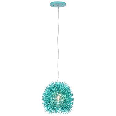 Urchin 13" Wide Aqua Velvet Pendant