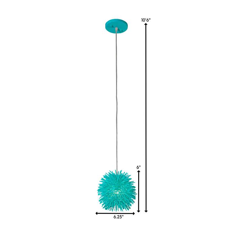 Image 2 Urchin 6.25" Aqua Velvet Uber Mini Pendant more views