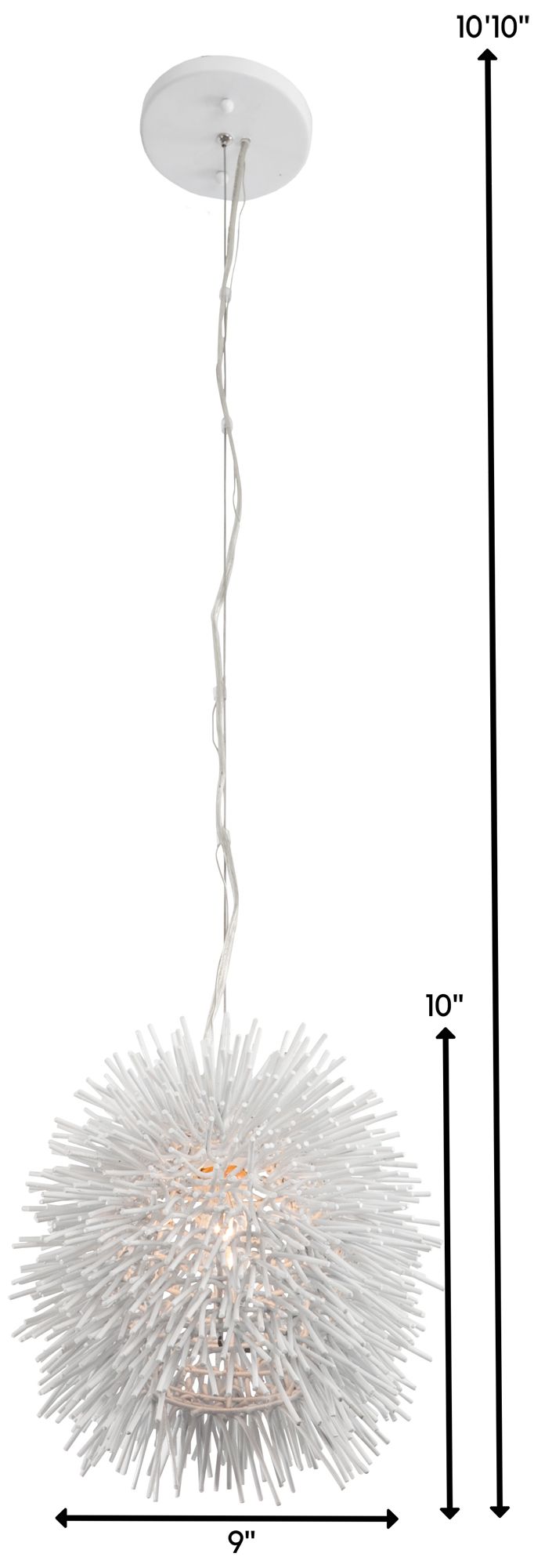 Image 3 Urchin 9" White Mini Pendant more views