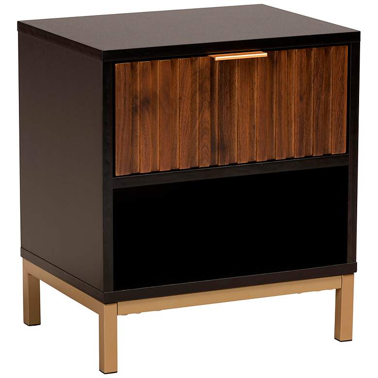 Image 2 Uriel 15 3/4"W Natural Brown and Black 1-Drawer Nightstand