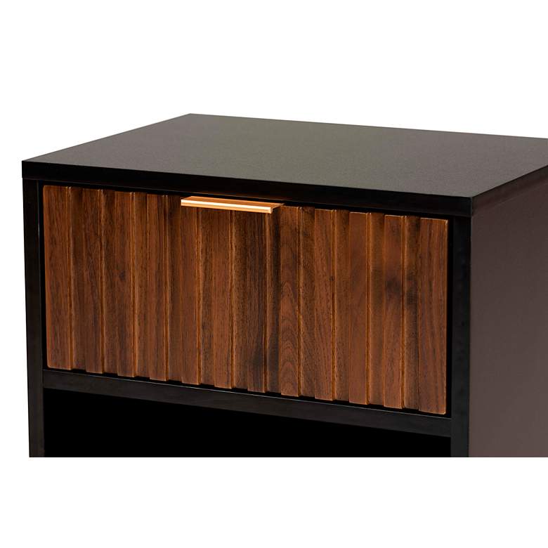 Image 3 Uriel 15 3/4"W Natural Brown and Black 1-Drawer Nightstand more views