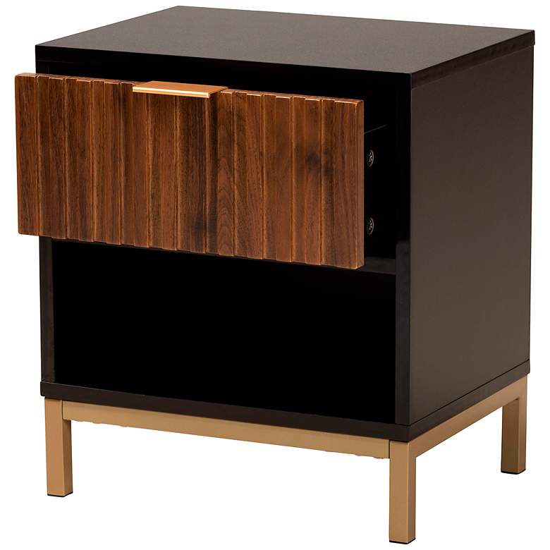 Image 6 Uriel 15 3/4"W Natural Brown and Black 1-Drawer Nightstand more views