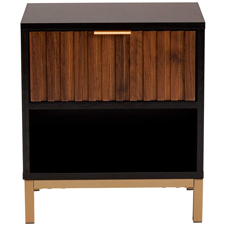Image 7 Uriel 15 3/4"W Natural Brown and Black 1-Drawer Nightstand more views