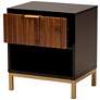 Uriel 15 3/4"W Natural Brown and Black 1-Drawer Nightstands Set of 2