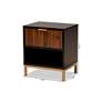 Uriel 15 3/4"W Natural Brown and Black 1-Drawer Nightstands Set of 2