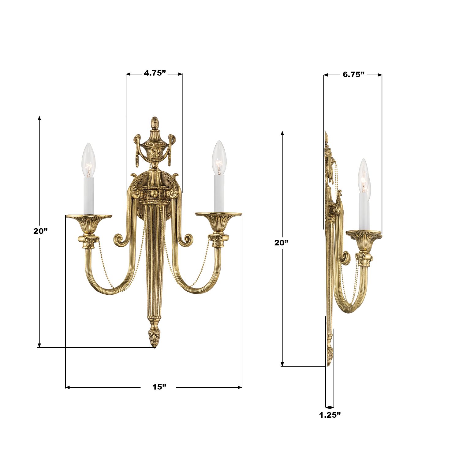 Urn and Leaf 20 1/2" High Two Light Wall Sconce