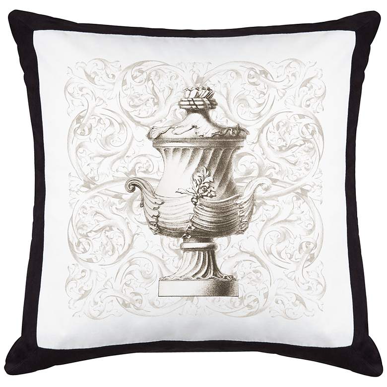 Image 1 Urn Black Canvas and Microsuede 18 inch Square Pillow