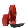 Urns with Bowl Decorative Accessory Group - Panela Red Finish - 3 Piece Set