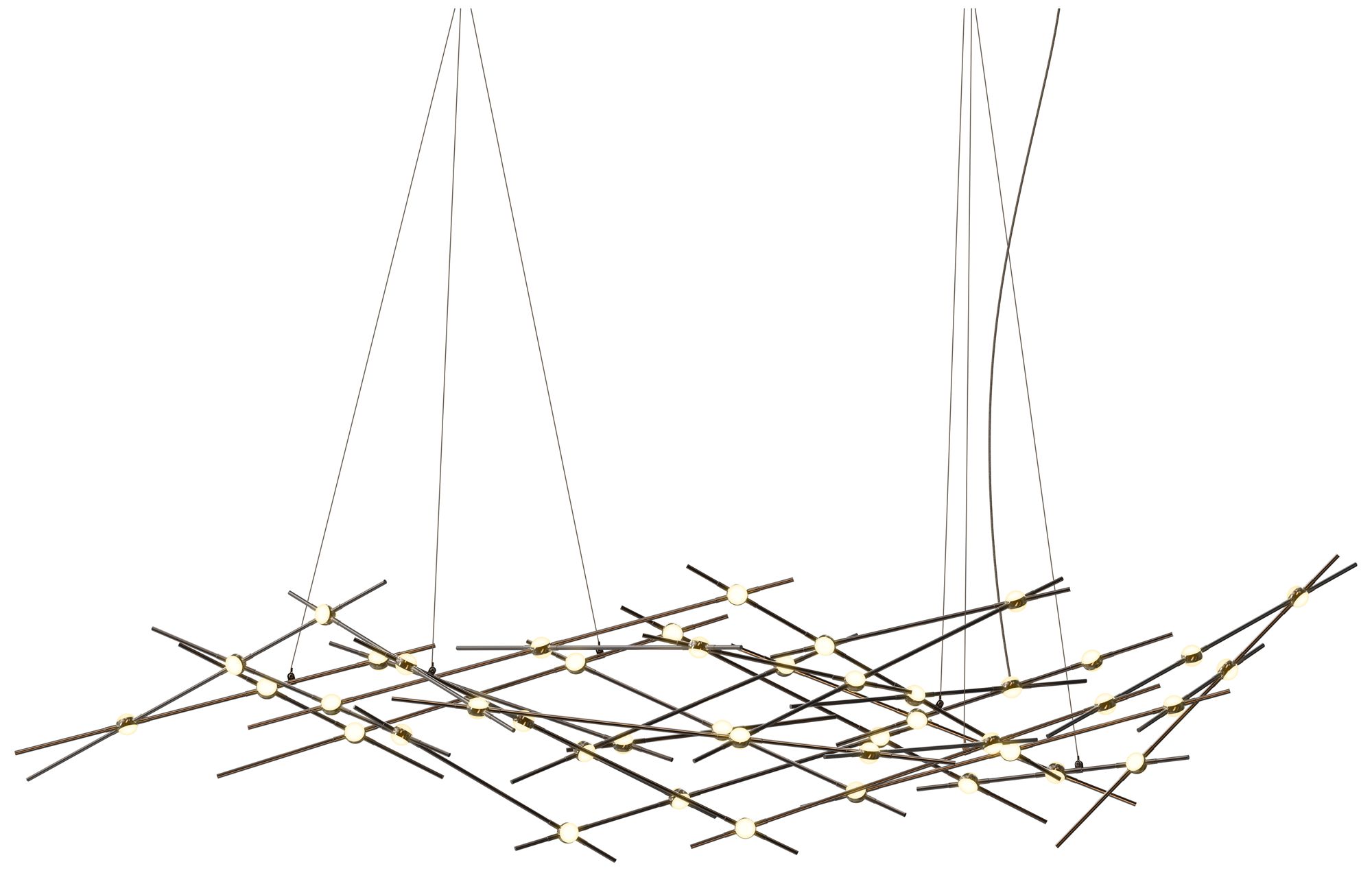 Image 2 Ursa Major 92.75"W 44.L Espresso Black LED Chandelier-White 2200/120" Cable