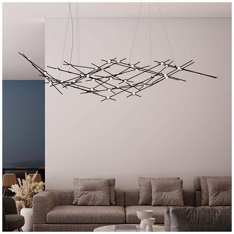Image 1 Ursa Major 92.75"W 44.L Espresso Black LED Chandelier-White 2200/120" Cable
