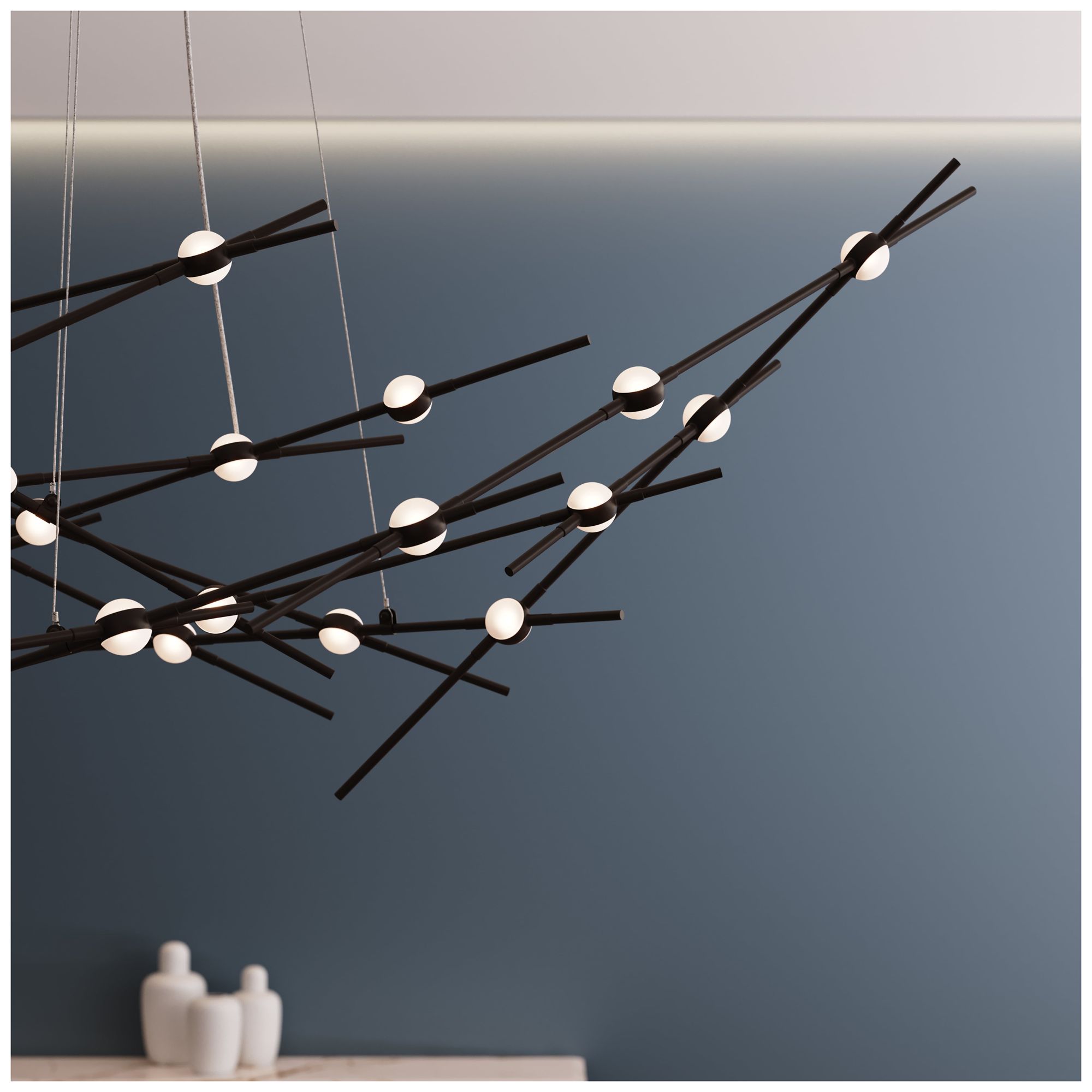 Image 4 Ursa Major 92.75"W 44.L Espresso Black LED Chandelier-White 2200/120" Cable more views