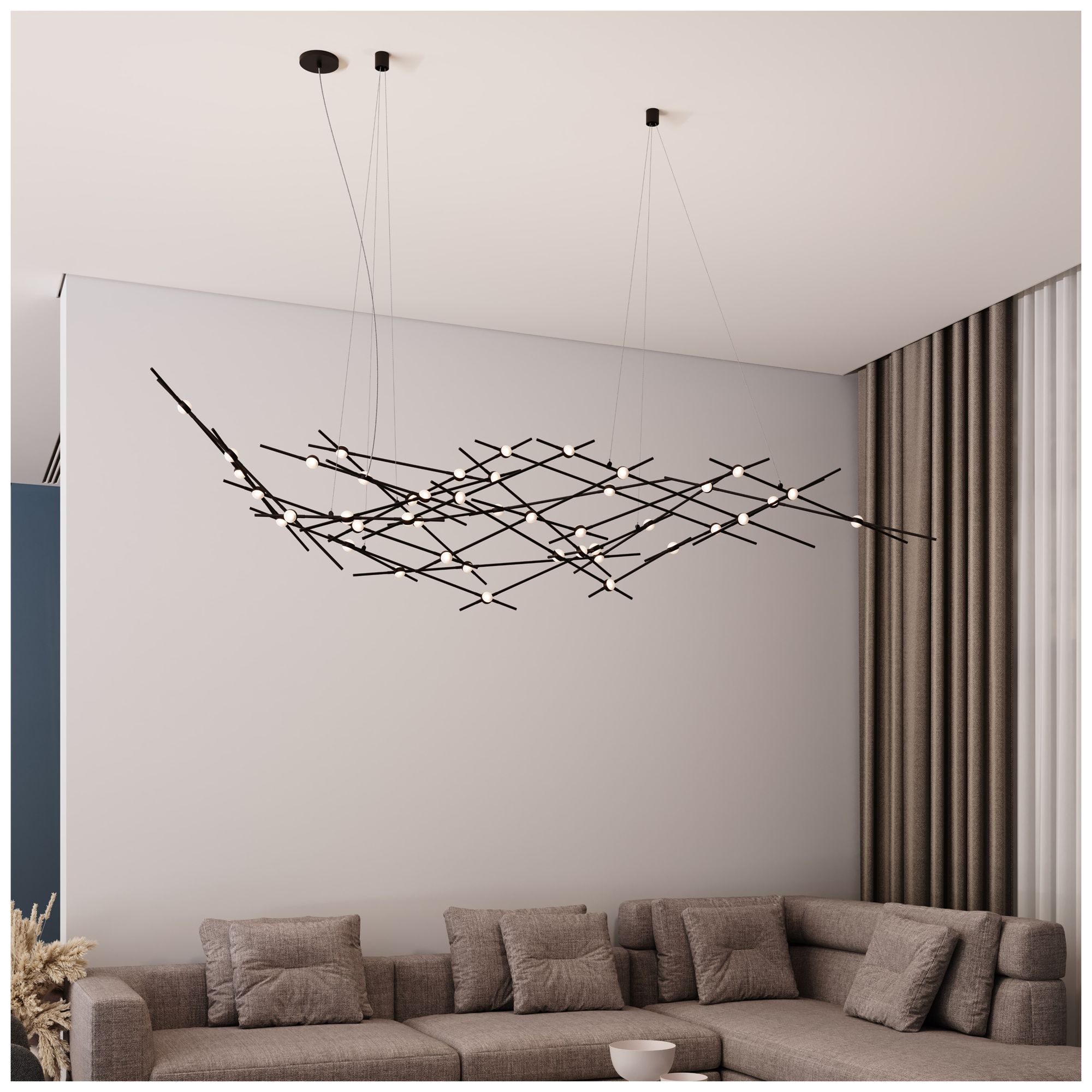 Image 3 Ursa Major 92.75"W 44.L Espresso Black LED Chandelier-White 2200/240" Cable more views