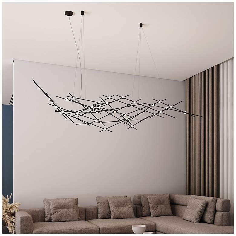 Image 3 Ursa Major 92.75"W 44.L Espresso Black LED Chandelier-White 2700/240" Cable more views