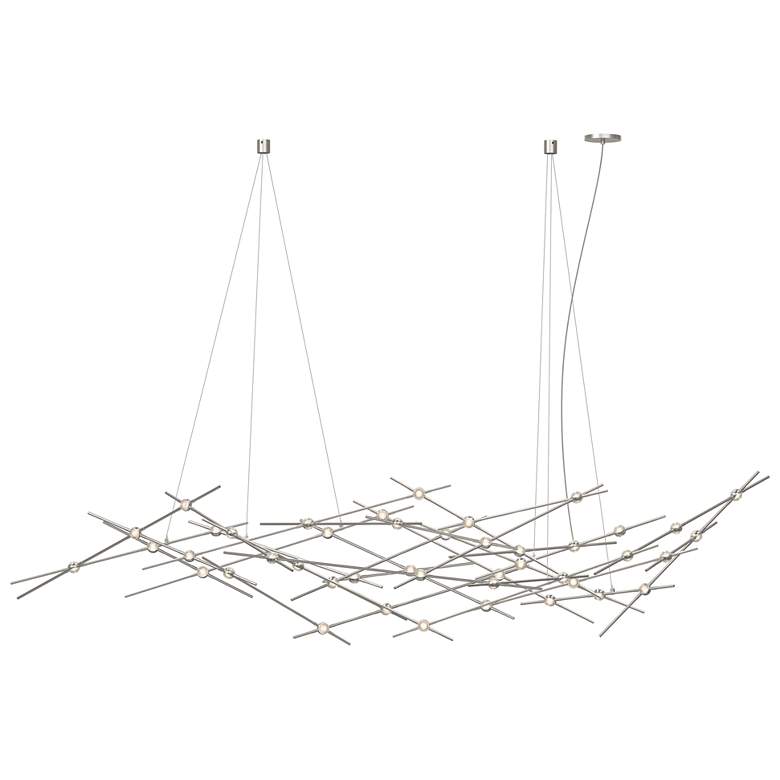 Image 1 Ursa Major LED Chandelier Satin Nickel Clear Faceted Lens 3000/240" Cable