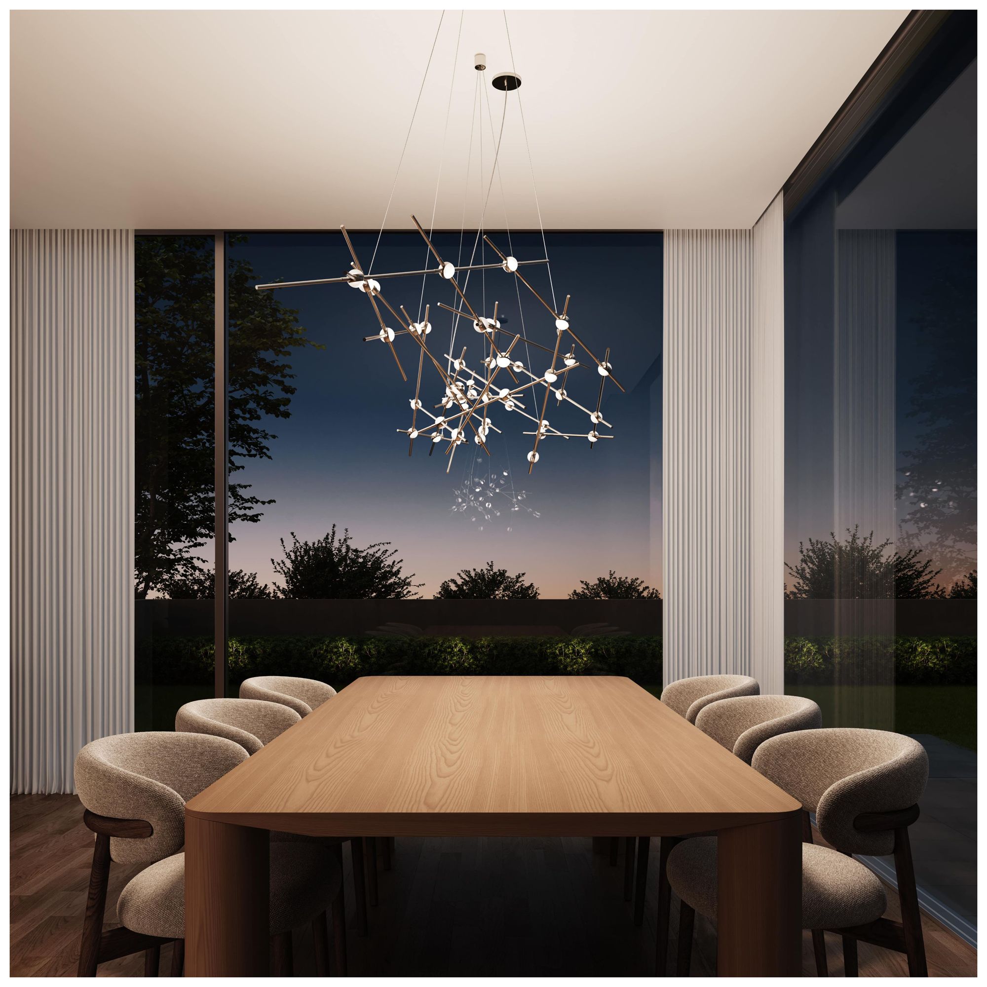 Image 3 Ursa Major LED Chandelier Satin Nickel White Optical Lens 3000/240" Cable more views