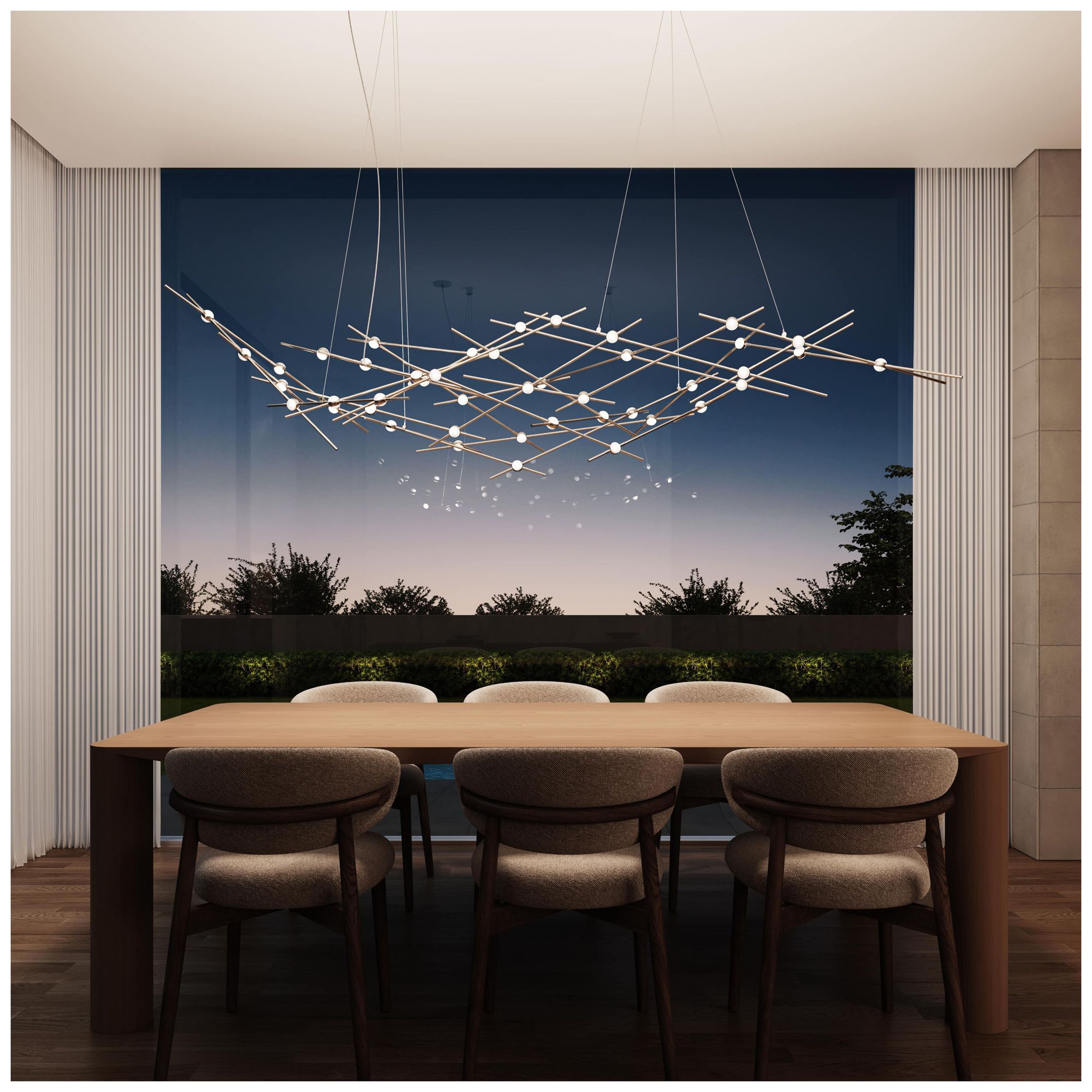 Image 4 Ursa Major LED Chandelier Satin Nickel White Optical Lens 3000/240" Cable more views