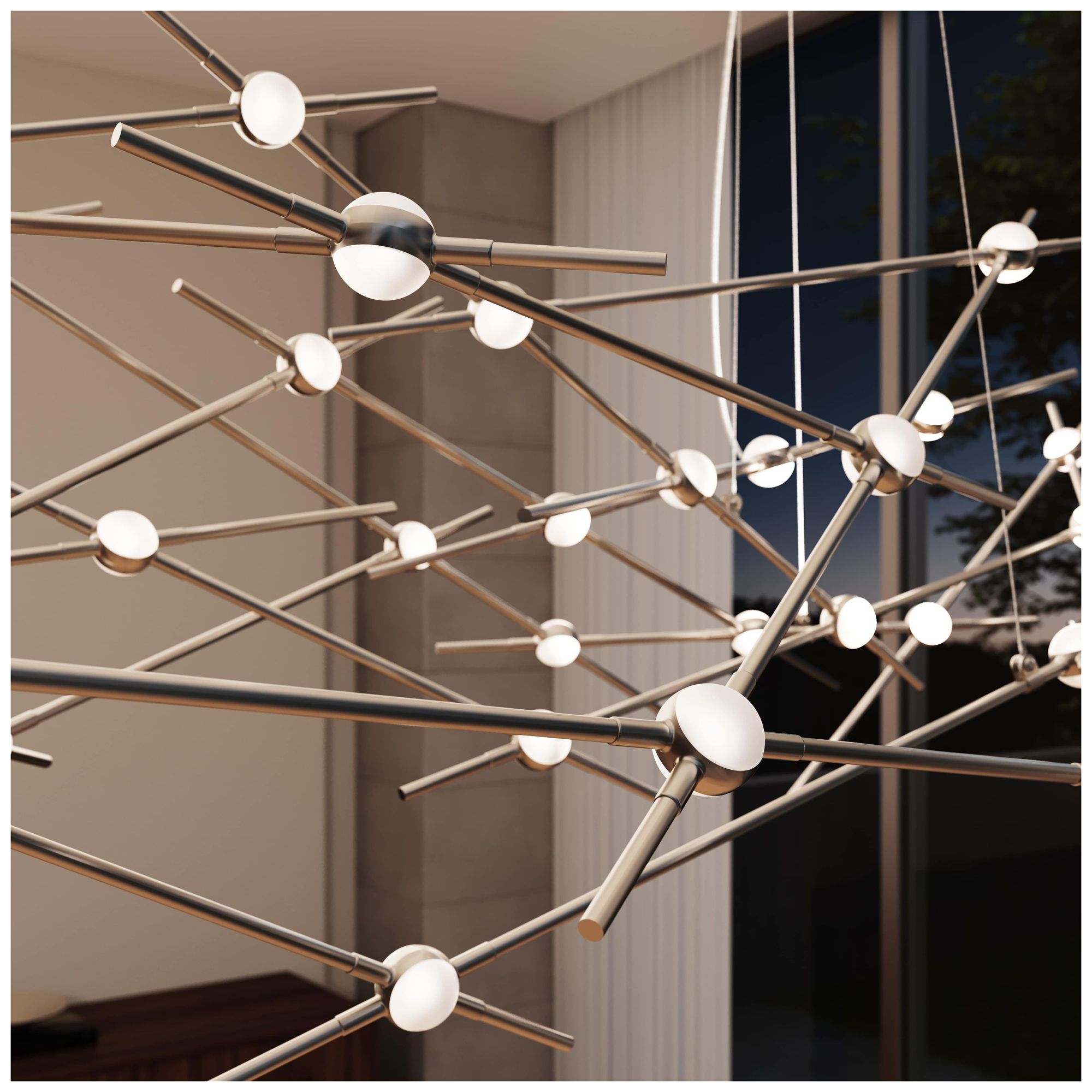 Image 5 Ursa Major LED Chandelier Satin Nickel White Optical Lens 3000/240" Cable more views