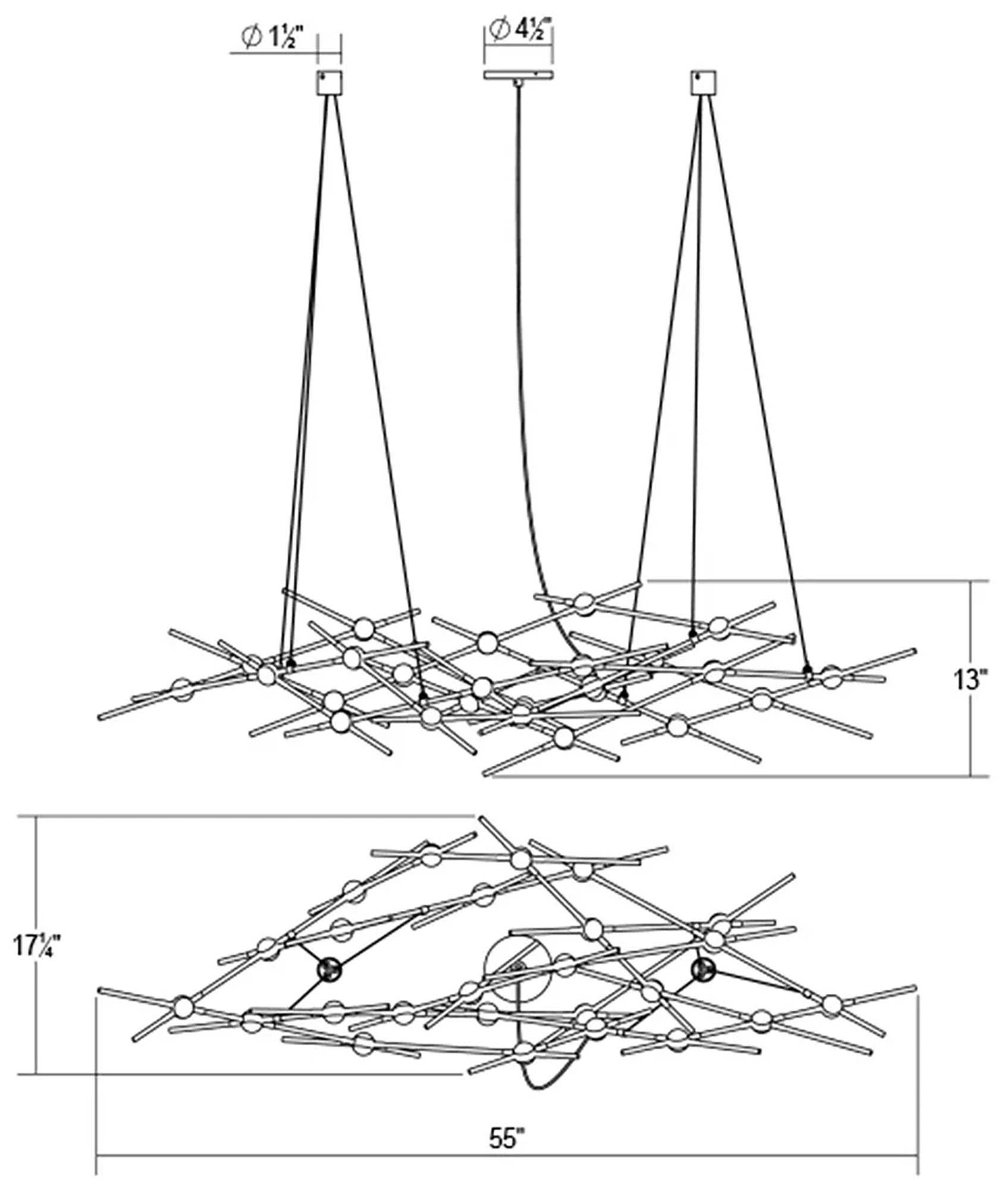 Image 2 Ursa Minor 55"W 25.L Espresso Black LED Chandelier-Clear 2200/120" Cable more views