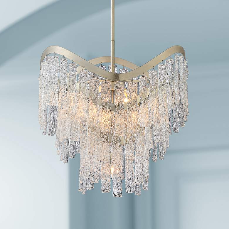Image 1 Ursula 24 3/4 inch Wide Silver Leaf and Crystal Pendant Light