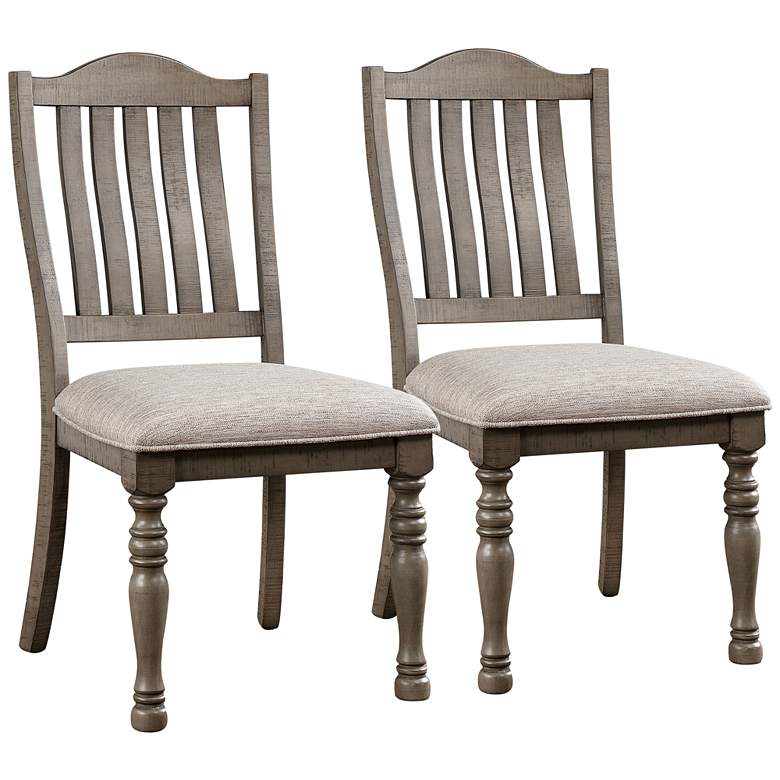 Image 1 Urth Gray Linen Fabric Dining Chairs Set of 2