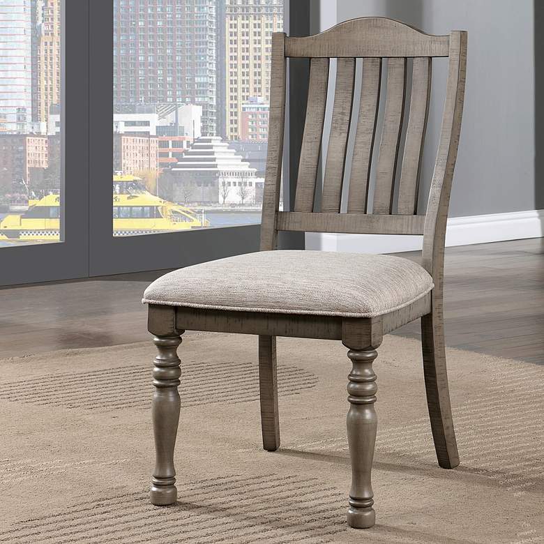 Image 6 Urth Gray Linen Fabric Dining Chairs Set of 2 more views