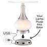 Thumbnail2 of USB and Outlet 8 1/2" Nickel Finish Charging Workstation Lamp Base more views