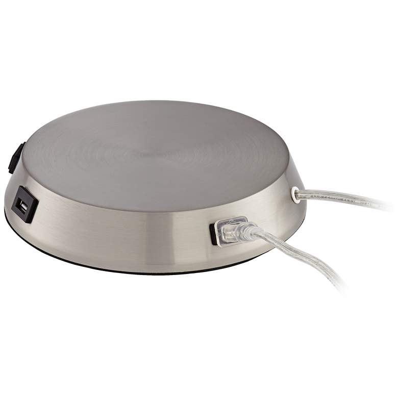 Image 5 USB and Outlet 8 1/2" Nickel Finish Charging Workstation Lamp Baseide more views