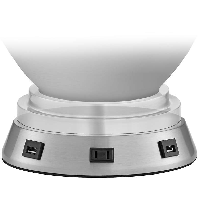Image 6 USB and Outlet 8 1/2" Nickel Finish Charging Workstation Lamp Baseide more views