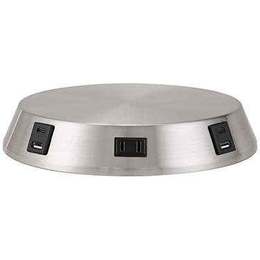 USB and Outlet 8 1/2" Nickel Finish Charging Workstation Lamp Base