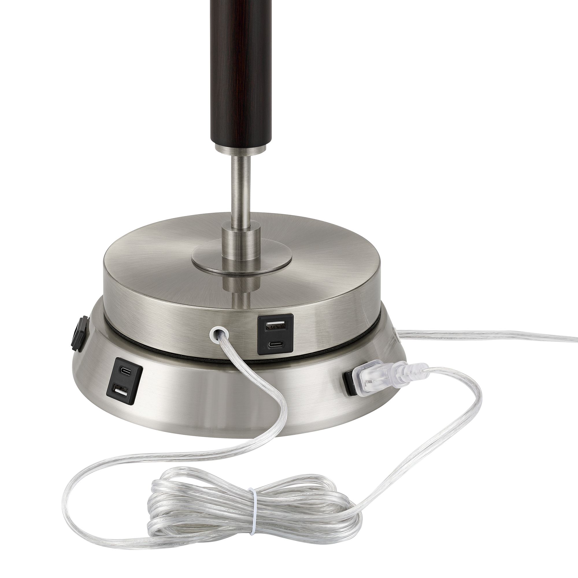 Image 6 USB and Outlet 8 1/2" Nickel Finish Charging Workstation Lamp Base more views
