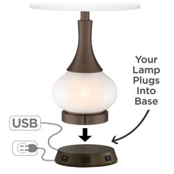 USB and Outlet Universal Charging Workstation Bronze Lamp Base