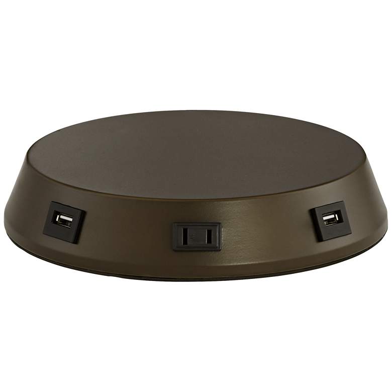 Image 4 USB and Outlet Universal Charging Workstation Bronze Lamp Base more views