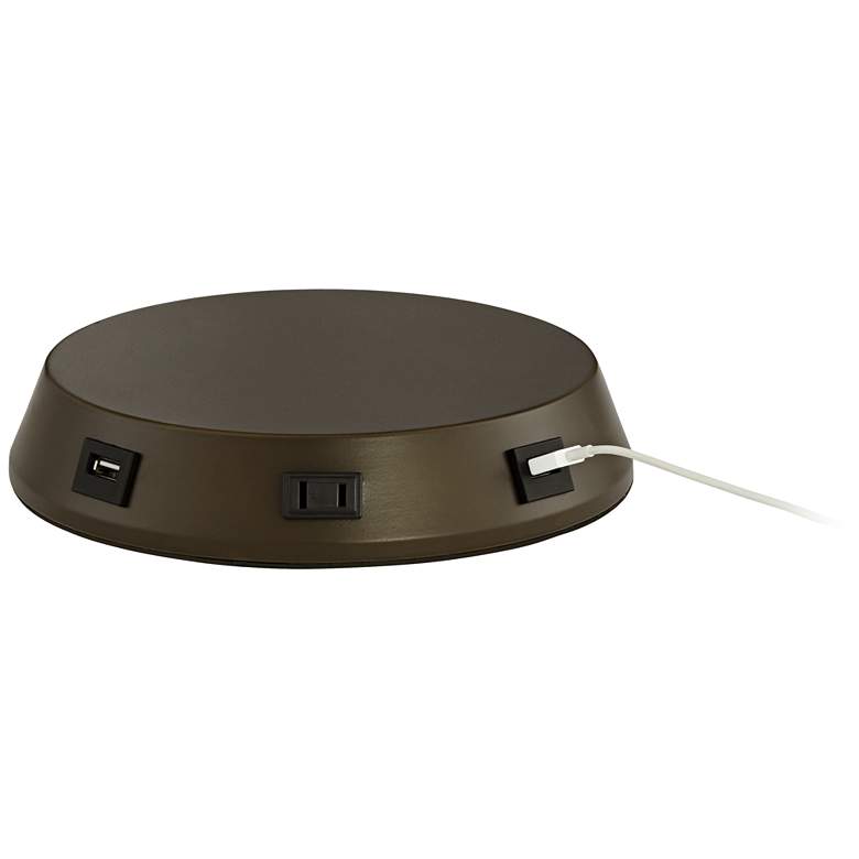 Image 5 USB and Outlet Universal Charging Workstation Bronze Lamp Base more views
