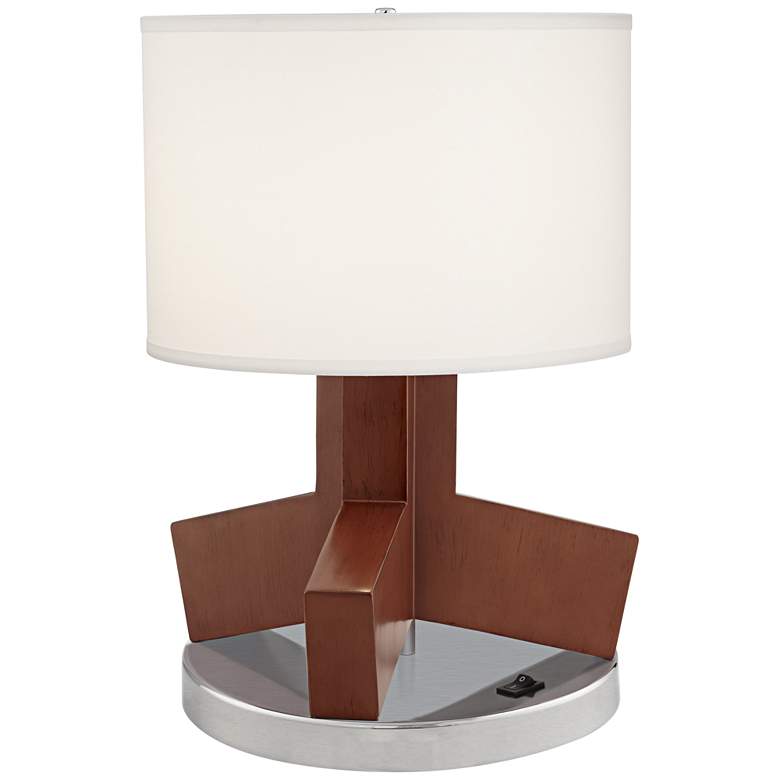 Image 1 use 15H38 Walnut and Brushed Nickel Finish Accent Table Lamp