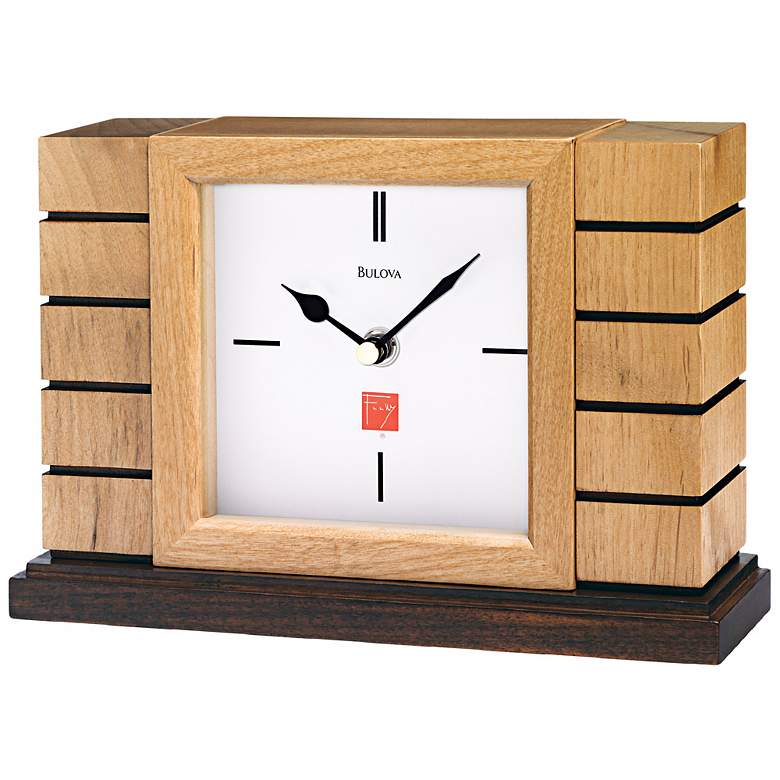 Image 1 Usonian II 9 1/2" Frank Lloyd Wright Bulova Mantel Clock