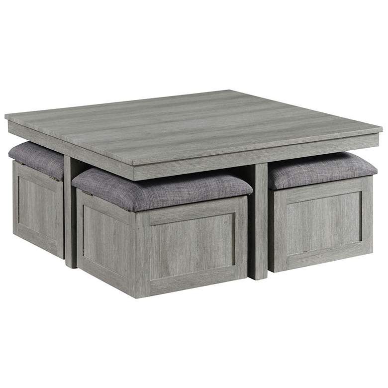 Image 1 Uster Light Gray 5-Piece Table and Storage Stool Set