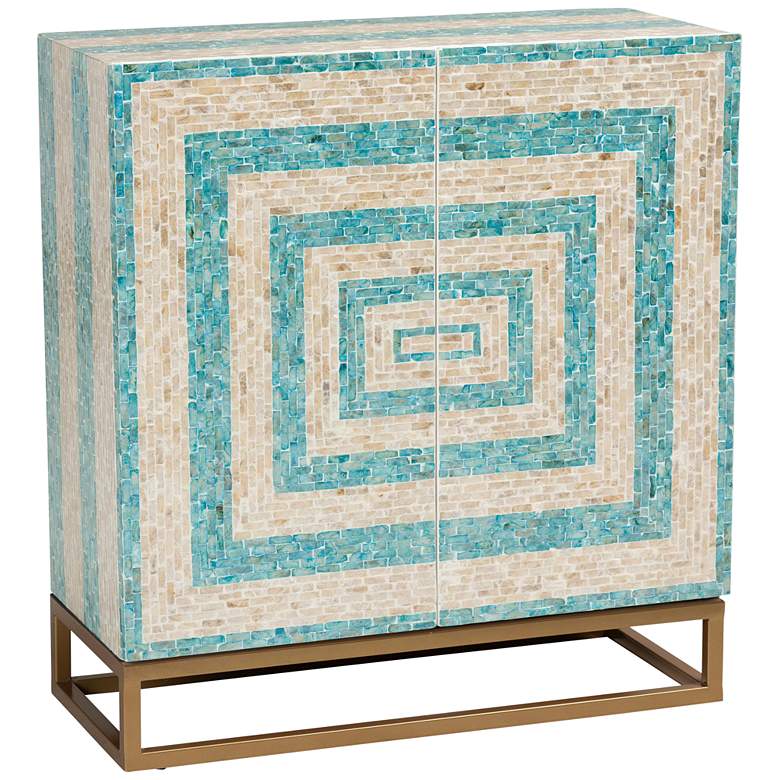 Image 2 Utari 27 1/2" Wide Beige and Blue 2-Door Storage Cabinet