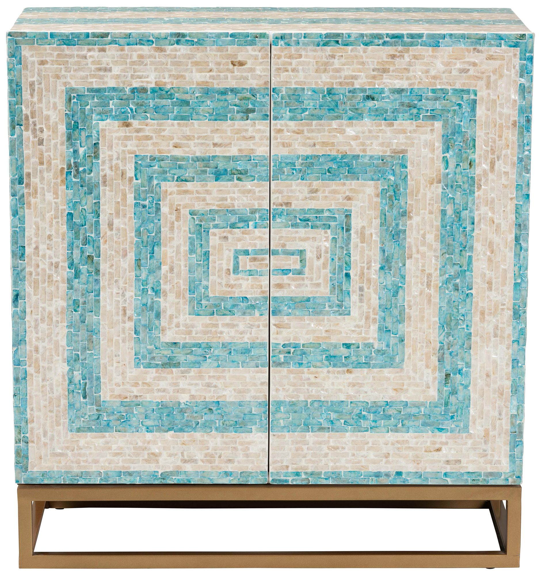 Utari 27 1/2" Wide Beige and Blue 2-Door Storage Cabinet