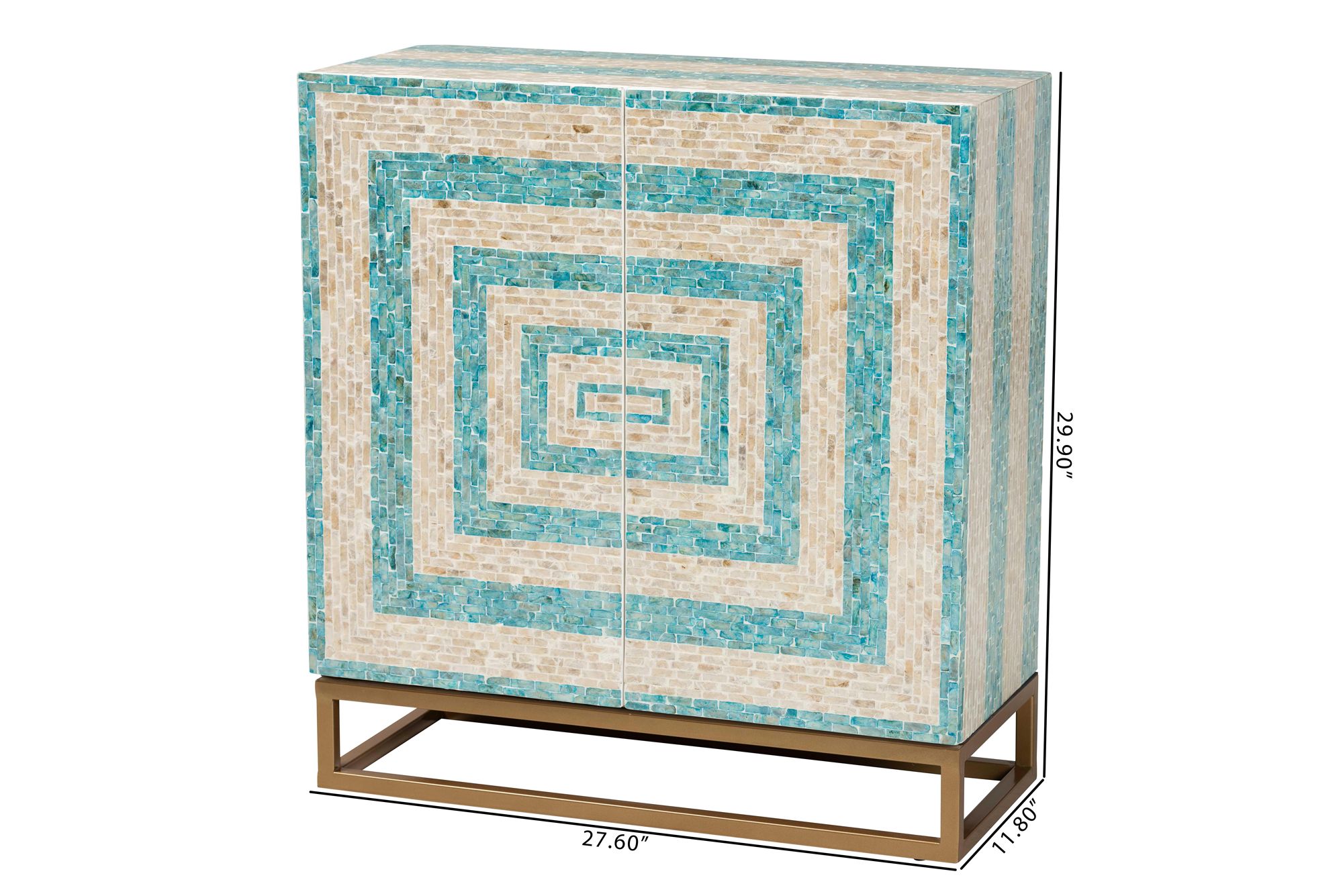 Utari 27 1/2" Wide Beige and Blue 2-Door Storage Cabinet