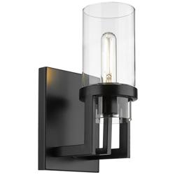 Utopia 11.63&quot; High Matte Black Sconce With Clear Glass Shade