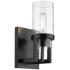 Utopia 11.63" High Matte Black Sconce With Clear Glass Shade