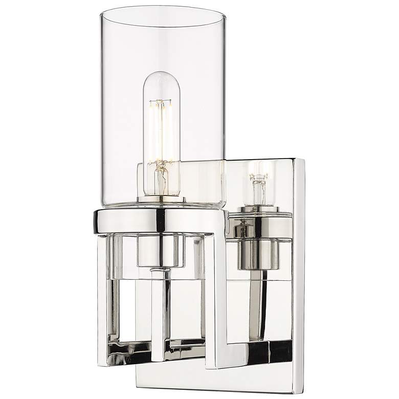 Image 1 Utopia 11.63 inch High Polished Nickel Sconce With Clear Glass Shade